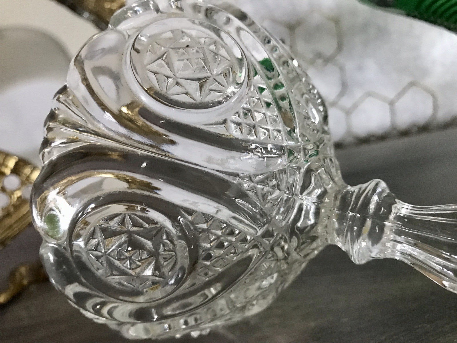 Antik Jugendstil Art Déco Pressglas Glas Fußschale Schale Zuckerschale