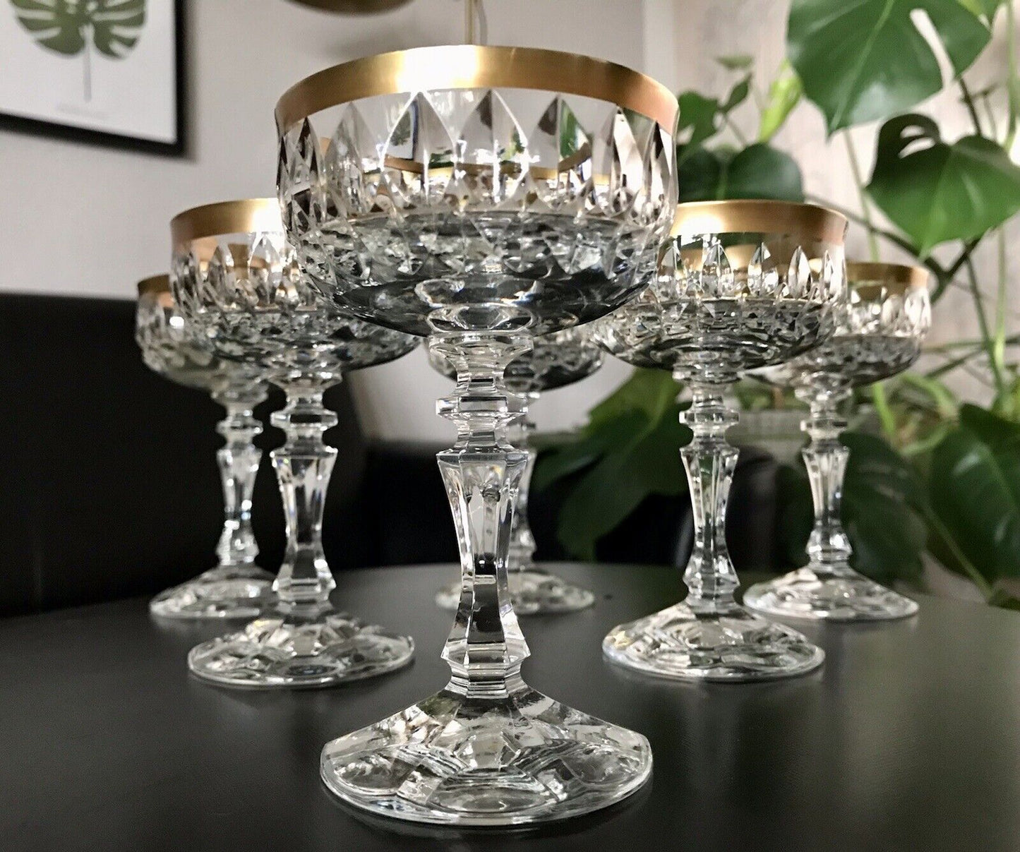 Vintage 12 EDEL Likörschalen Gläser Kristallglas Likörgläser Goldrand