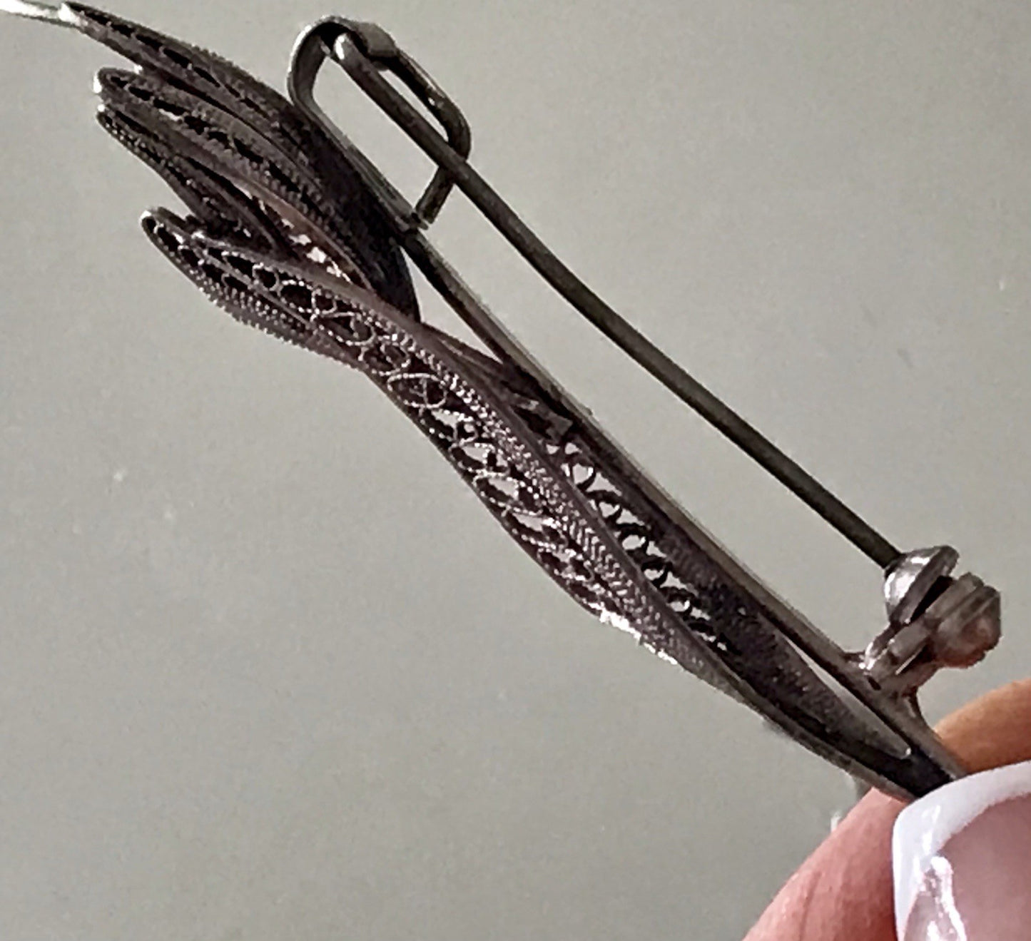 Antik filigran Blüte Blume 2in1 Anhänger Kettenanhänger Brosche Silber