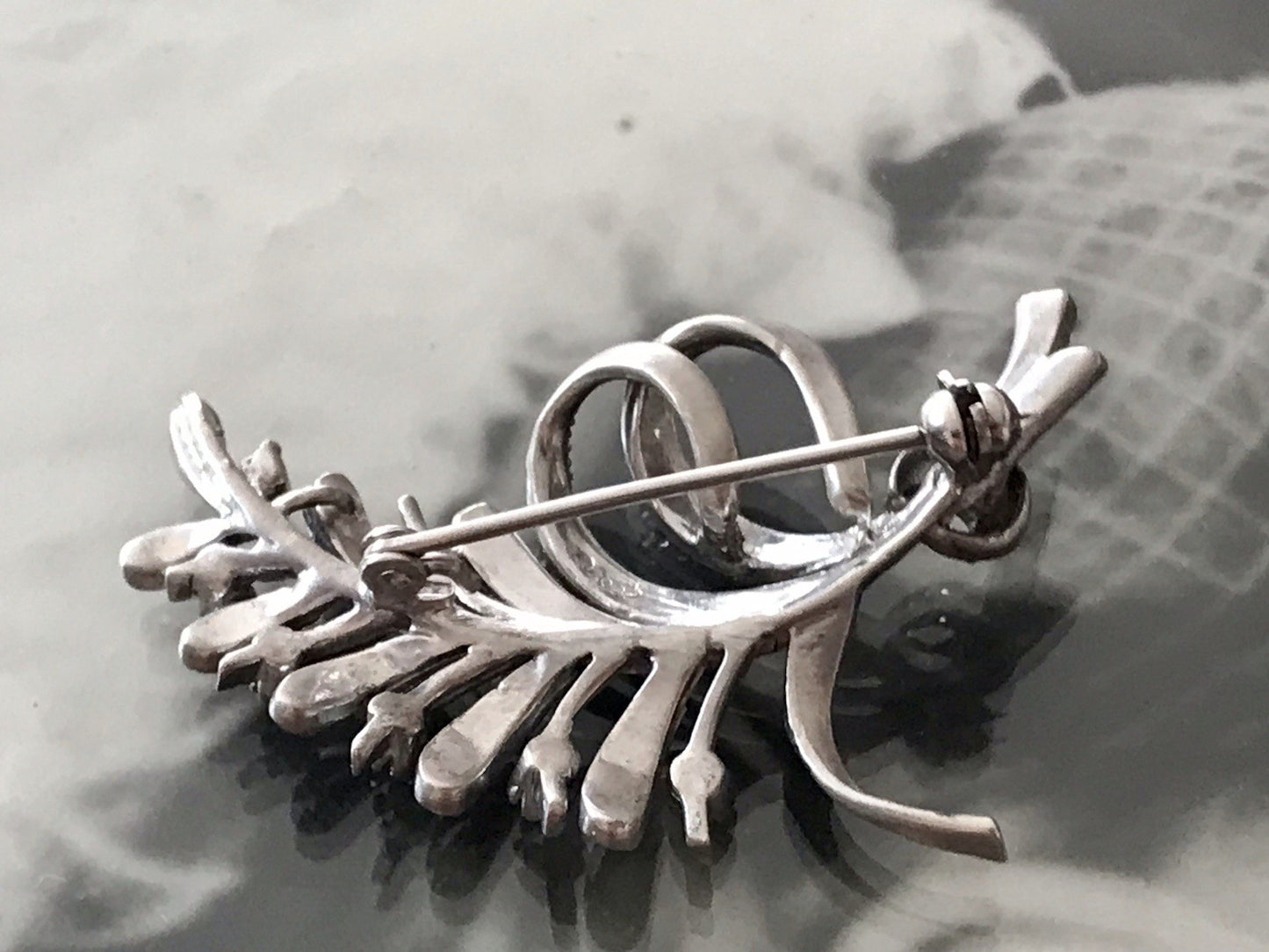 Antik Art Déco Edel prachtvoll Brosche Silber 835 Markasite