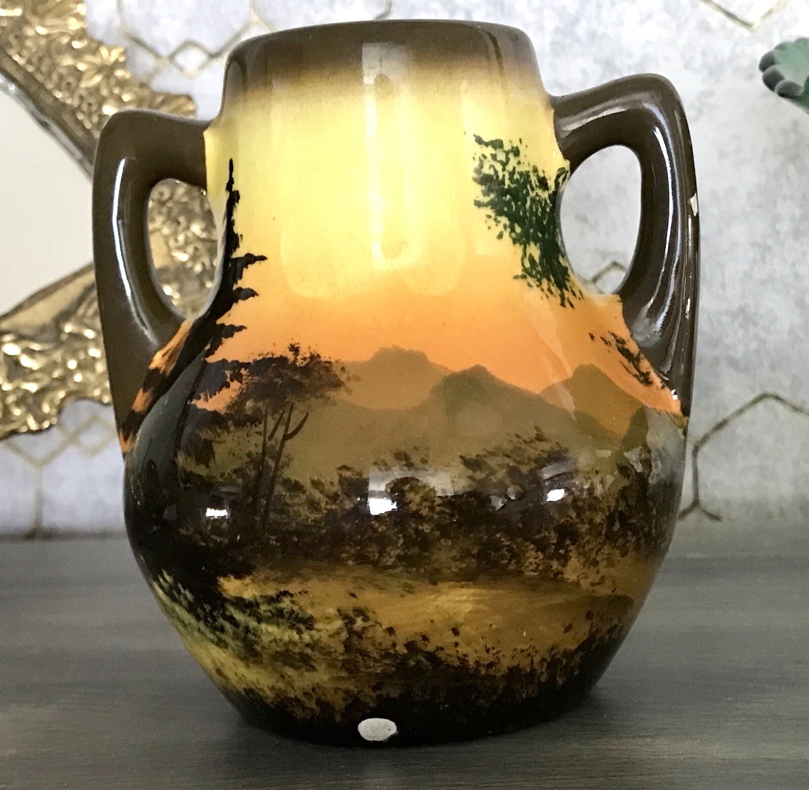 Antik  Keramik Majolika Schramberg  Vase Väschen handbemalt