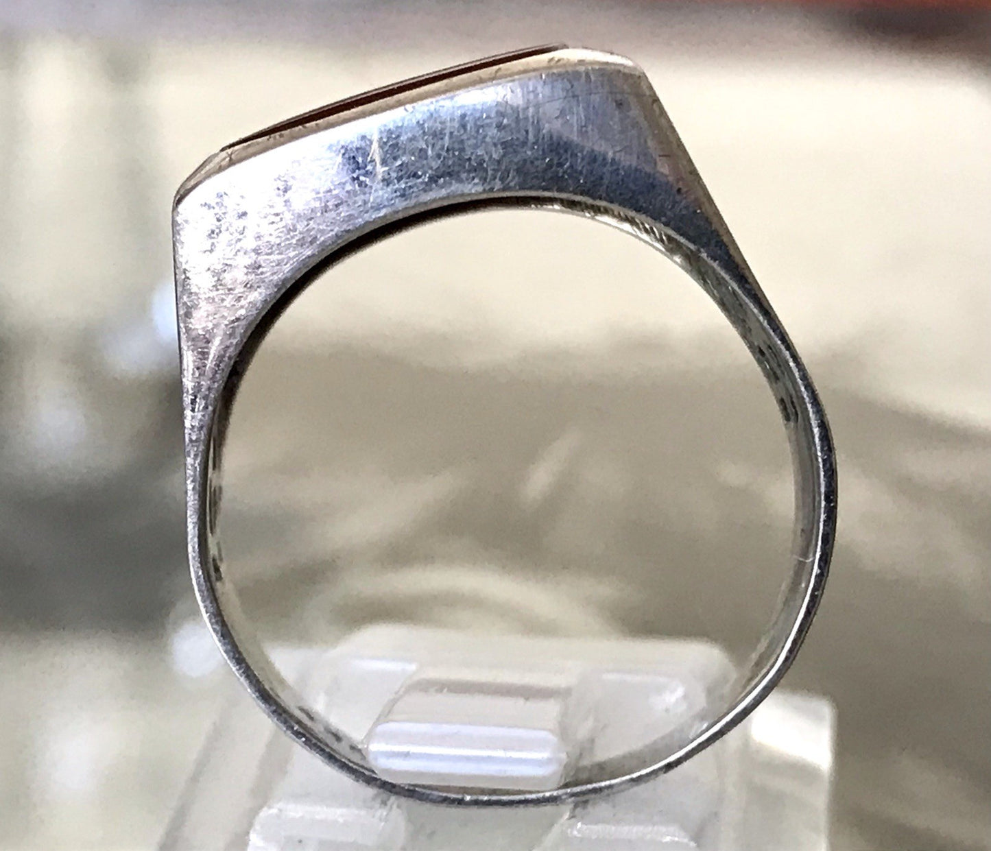 Antik alt Vintage Art Déco Herren RING Siegelring Karneol 835 Silber Gr.63