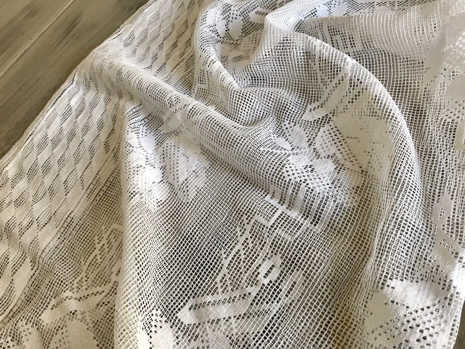 Antik Art Déco Fenster Gardine Vorhang Baumwolle Filetspitze weiß Spitze