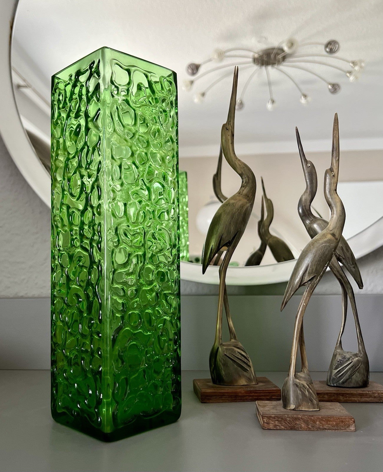 Vintage 60er 70er Design Glasvase Glas GRÜN Vase Bubble Pop Bengt Orup