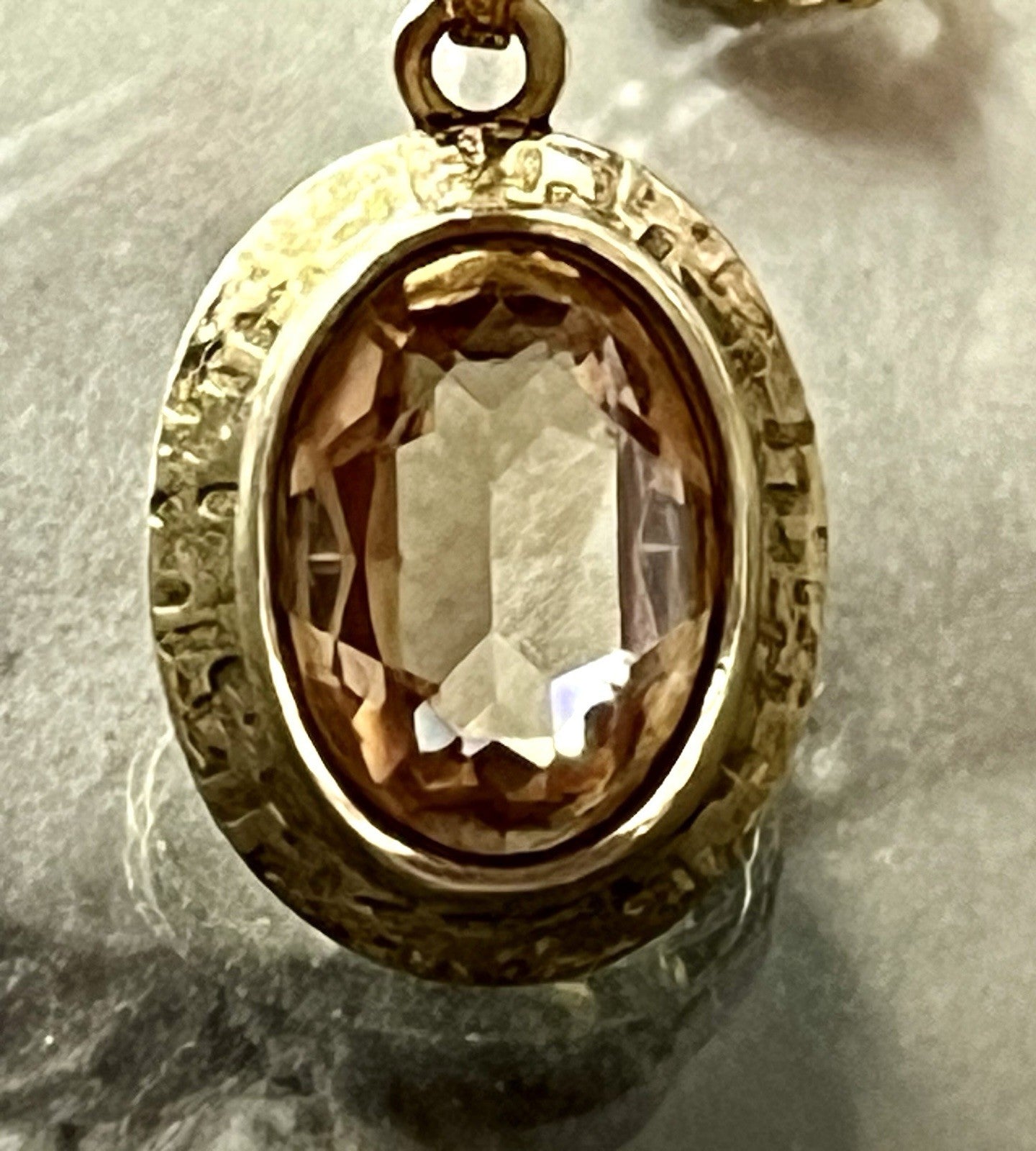 Vintage Halskette mit Änhänger Amerik. Doublè gold Rauchquarz? Sehr SCHÖN K&L