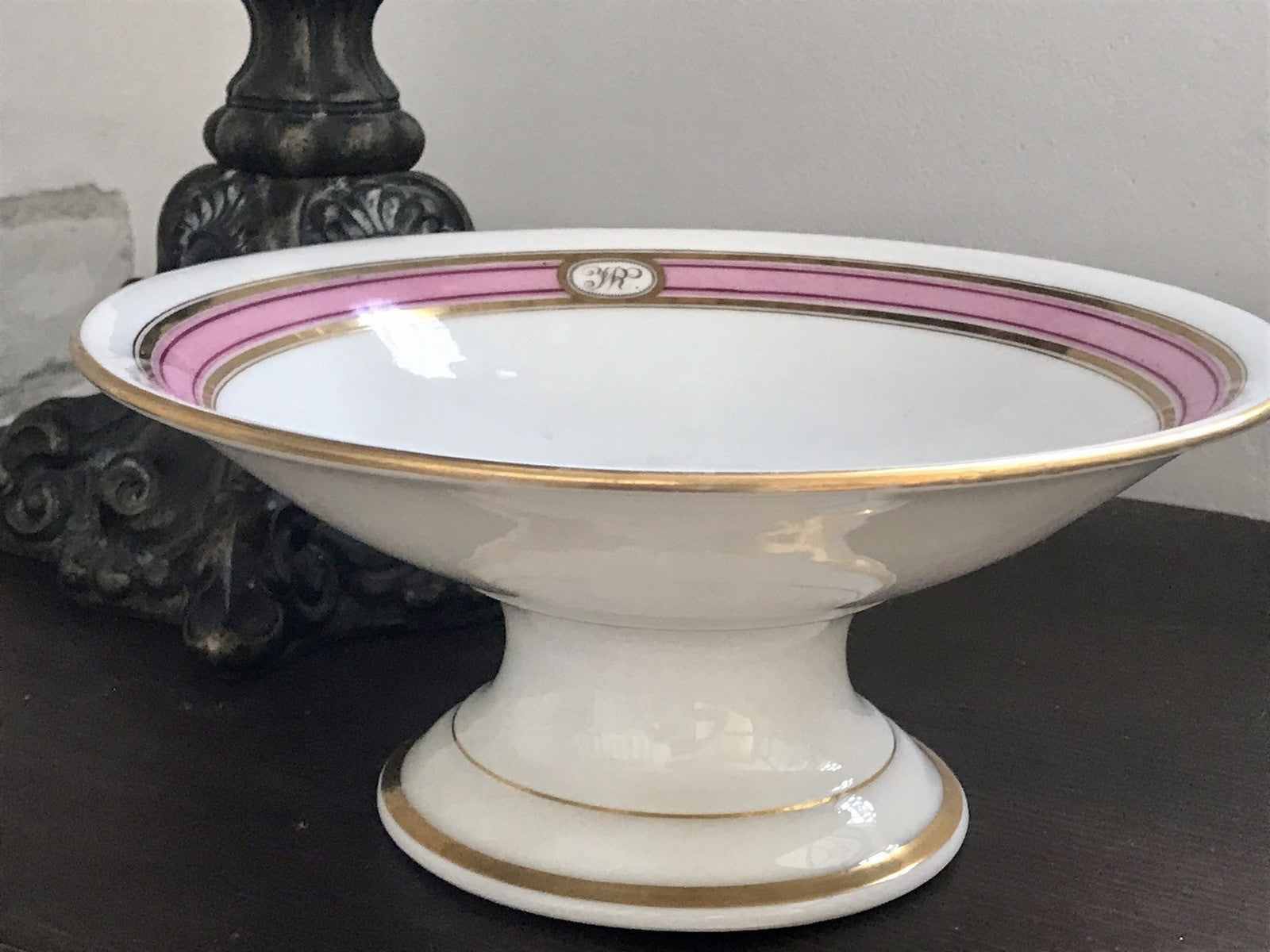 Antik Biedermeier Porzellan Fußschale Schale auf Fuß  ~1845 Ligatur Monogramm JR