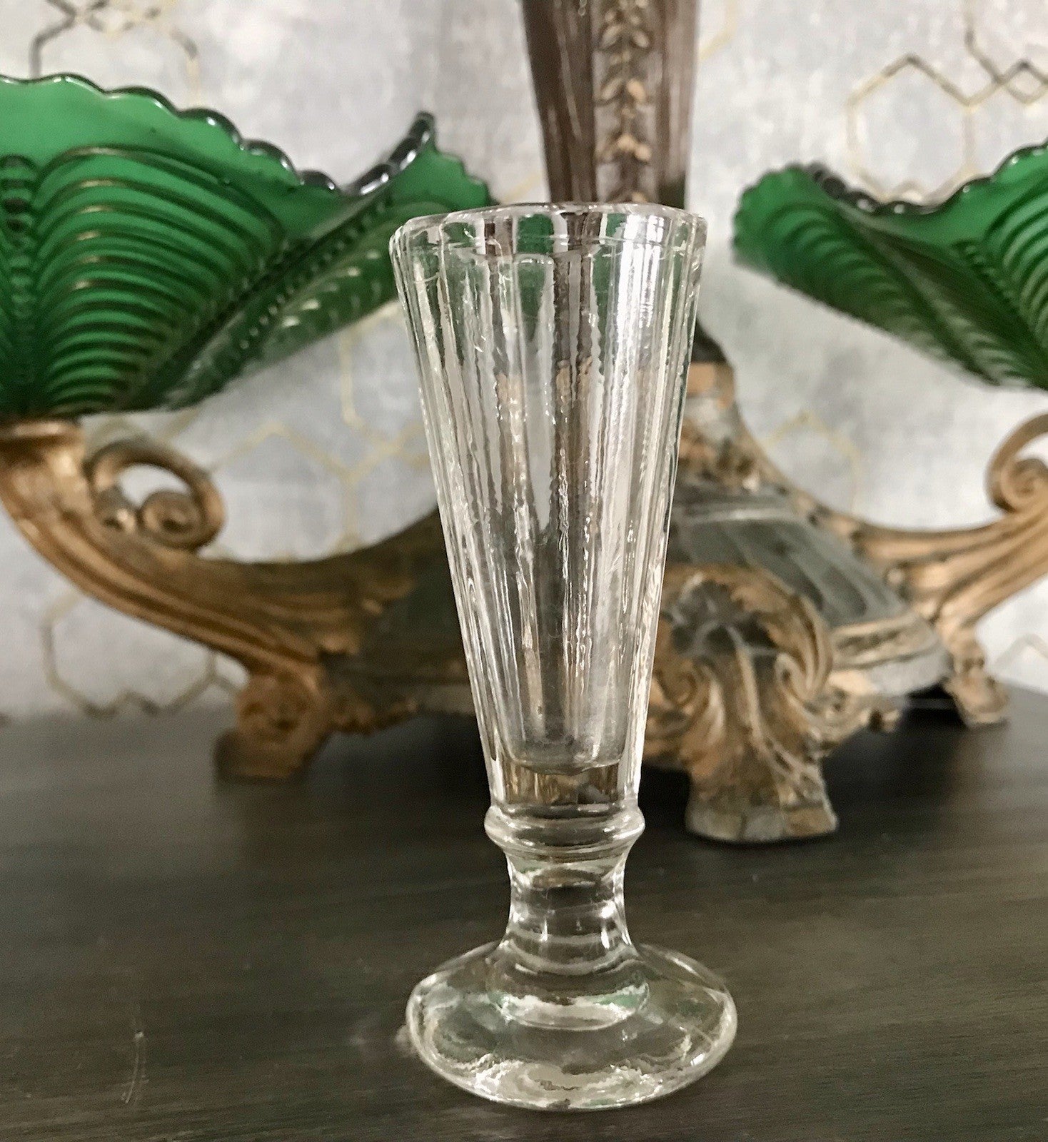 Antik uralt 1x Glas Likör Schnapsglas  Pressglas kantiges Design