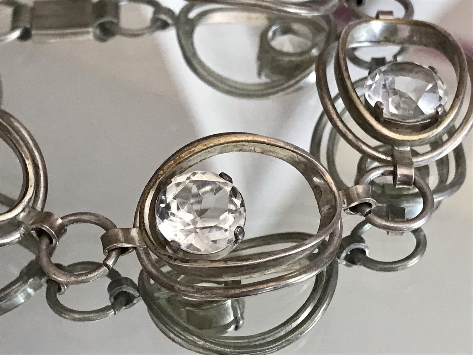 Alt Vintage 60er Armband 835 Silber  farblose Steine wunderschön!
