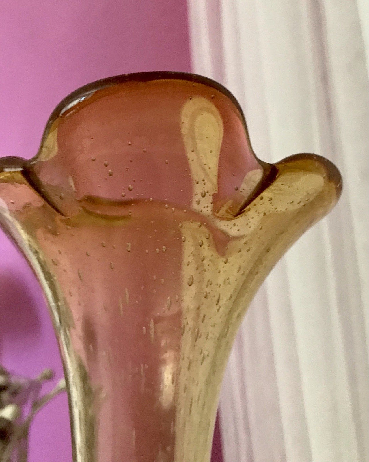 Vintage gelb große Designer Vase Blumenvase Glasvase Glas Huta Zabkowice PRL