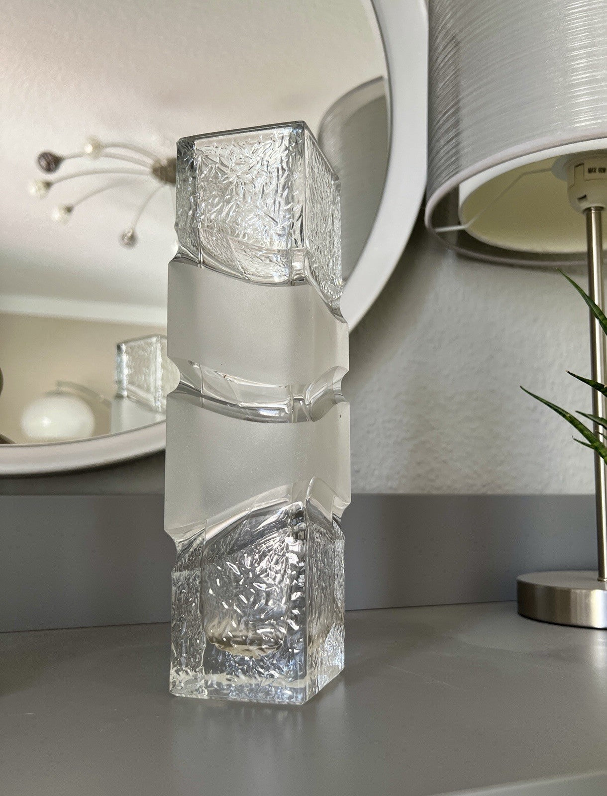 Vintage Peill&Putzler 60er 70er Glas Vase Blockvase Glasvase Polar schwer