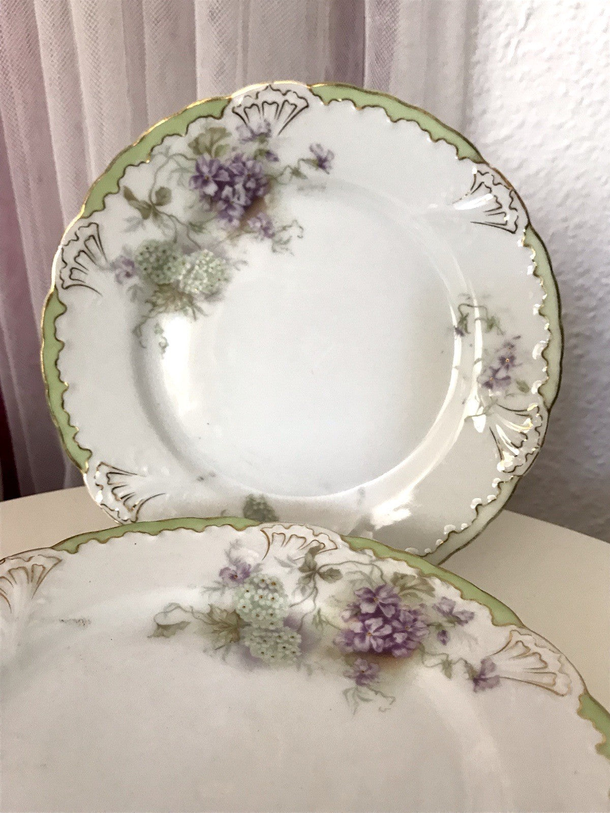 Antik 4 Dessert Kuchen Teller Jugendstil Blumen Muster Jäger&Co Kuchenteller
