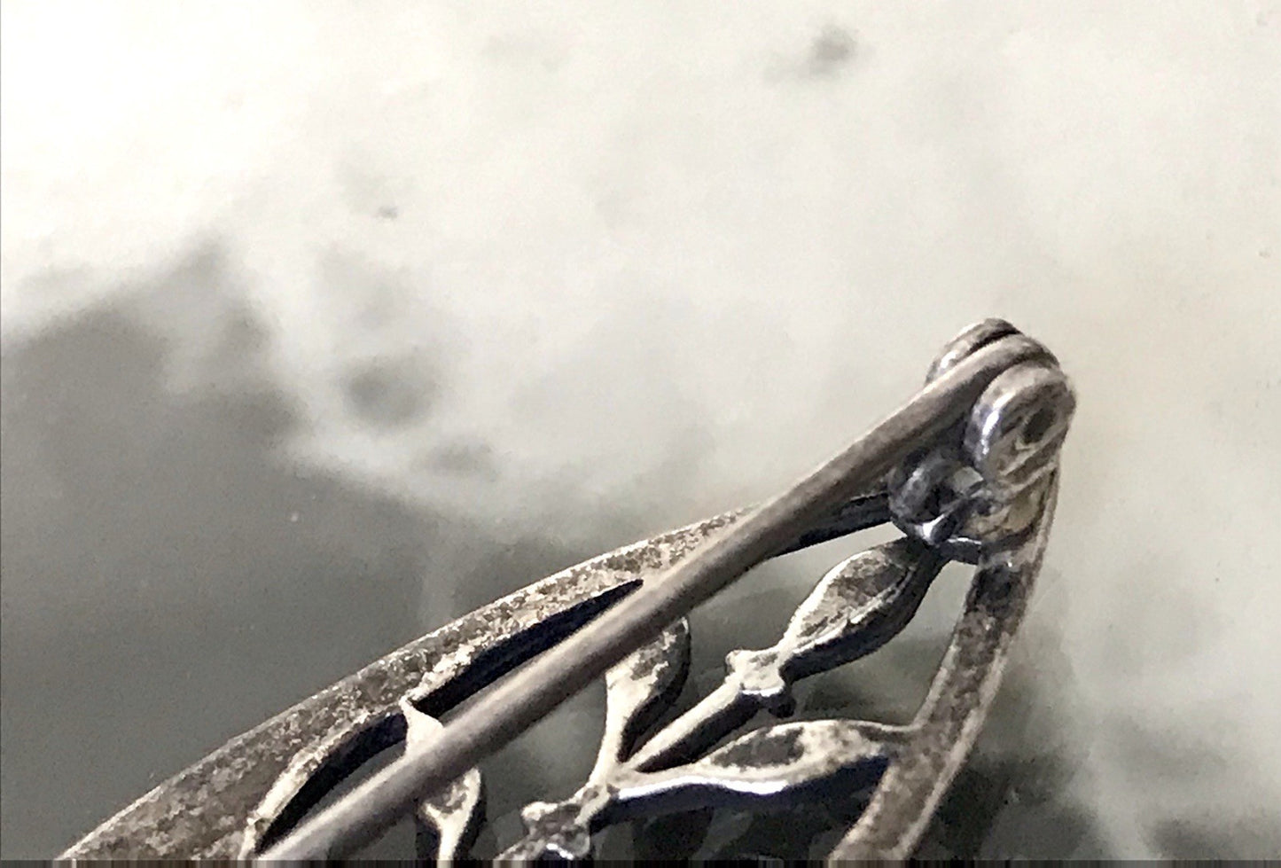 Antik reines Jugendstil Brosche 835 Silber Markasite WUNDERVOLLE ARBEIT!