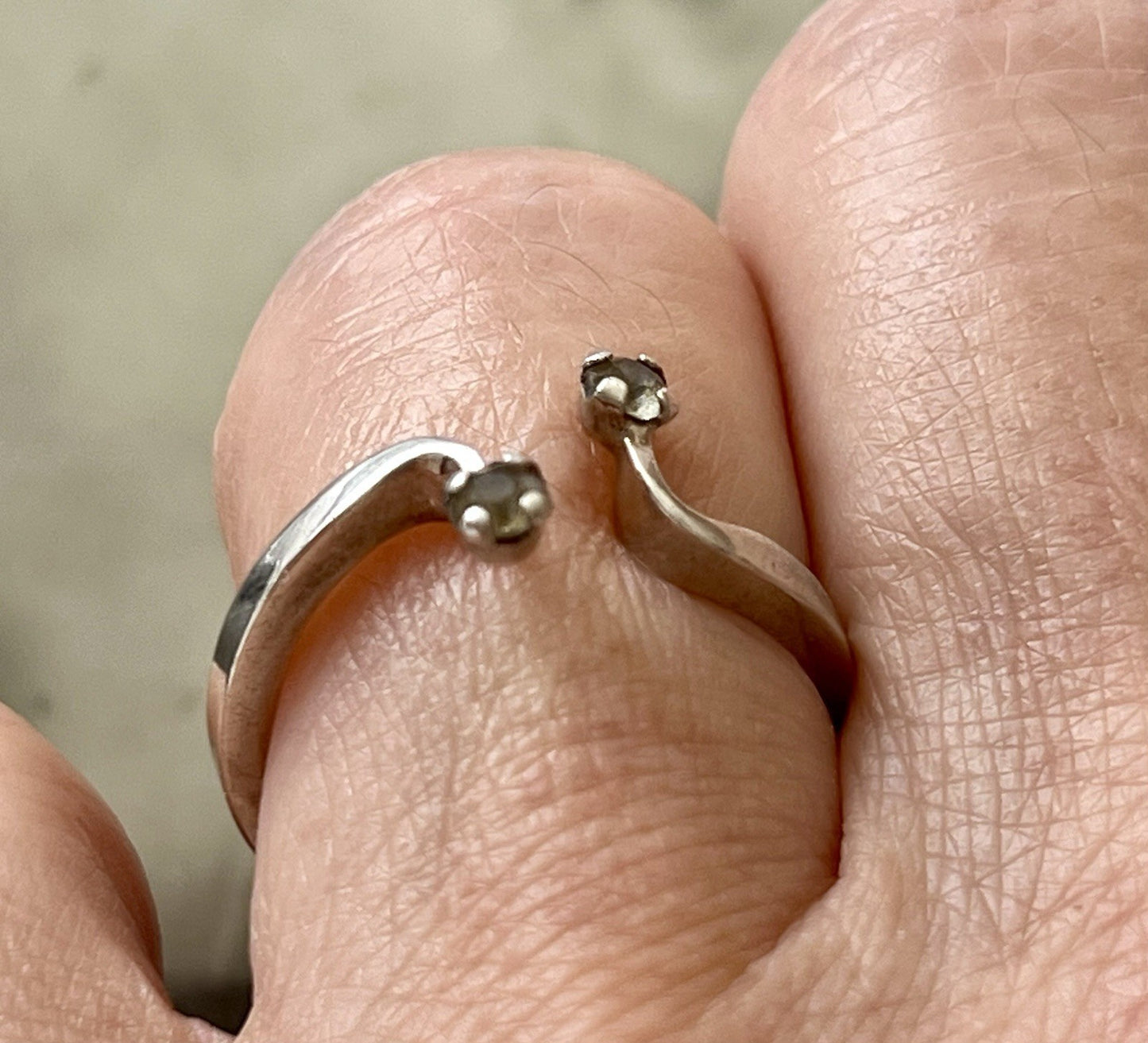 Schön Damen Solitär Ring farblose Steine Silber 925 Gr.53/54