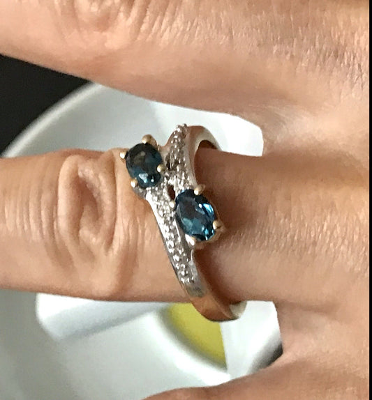 Vintage Ring blaue Steine Saphire?  Silber 925 vergoldet ~Gr.60