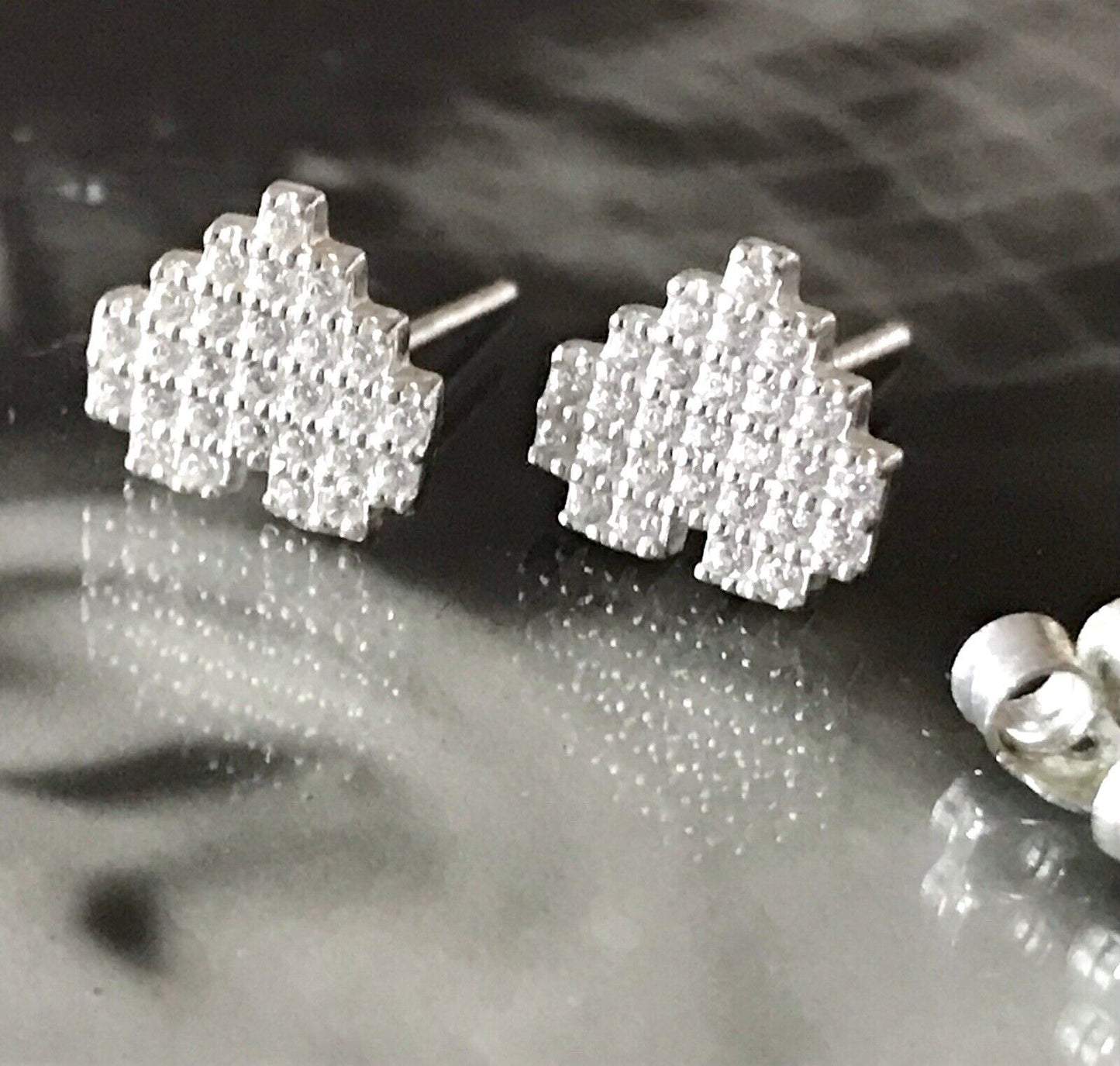 Ohrstecker Ohrringe Silber 925 Sterlingsilber Zirkonia Herz rhodiniert