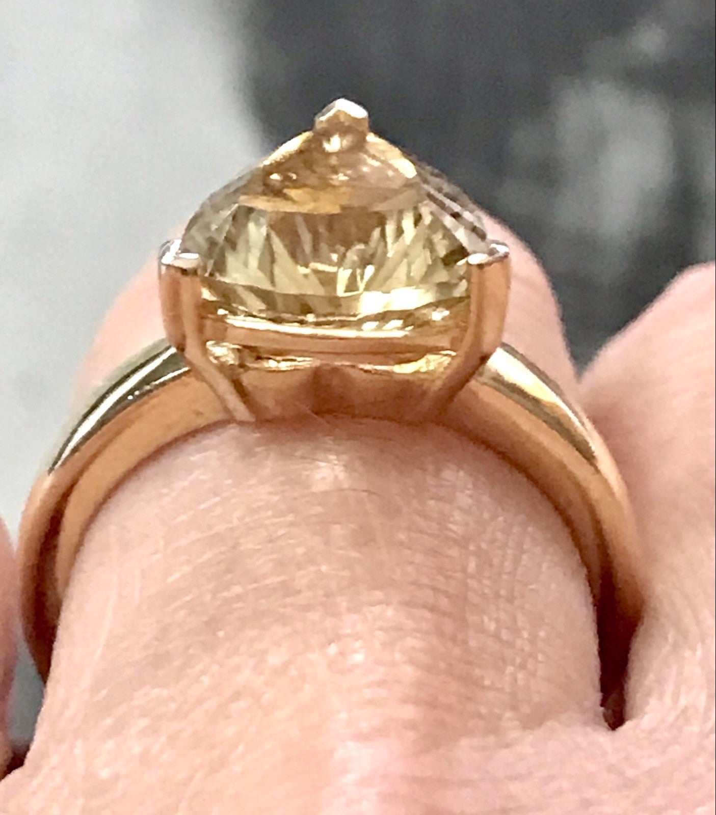 Vintage Ring Citrin? gelber Stein 925 Silber vergoldet Gr.57 18,1