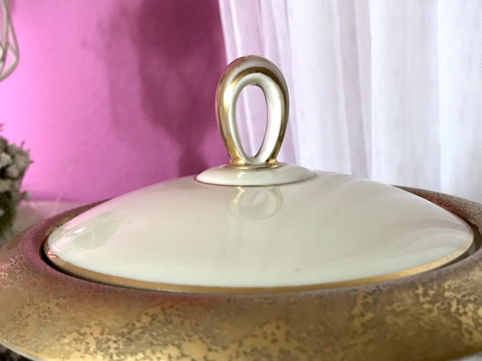 Antik Art Déco Porzellan Dose Deckeldose Schatulle Bonboniere Heinrich&Co 1930