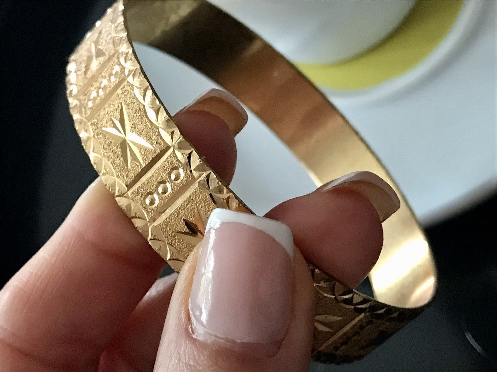 Vintage Art Déco Optik Armband Armreif Armspange vergoldet gold edel