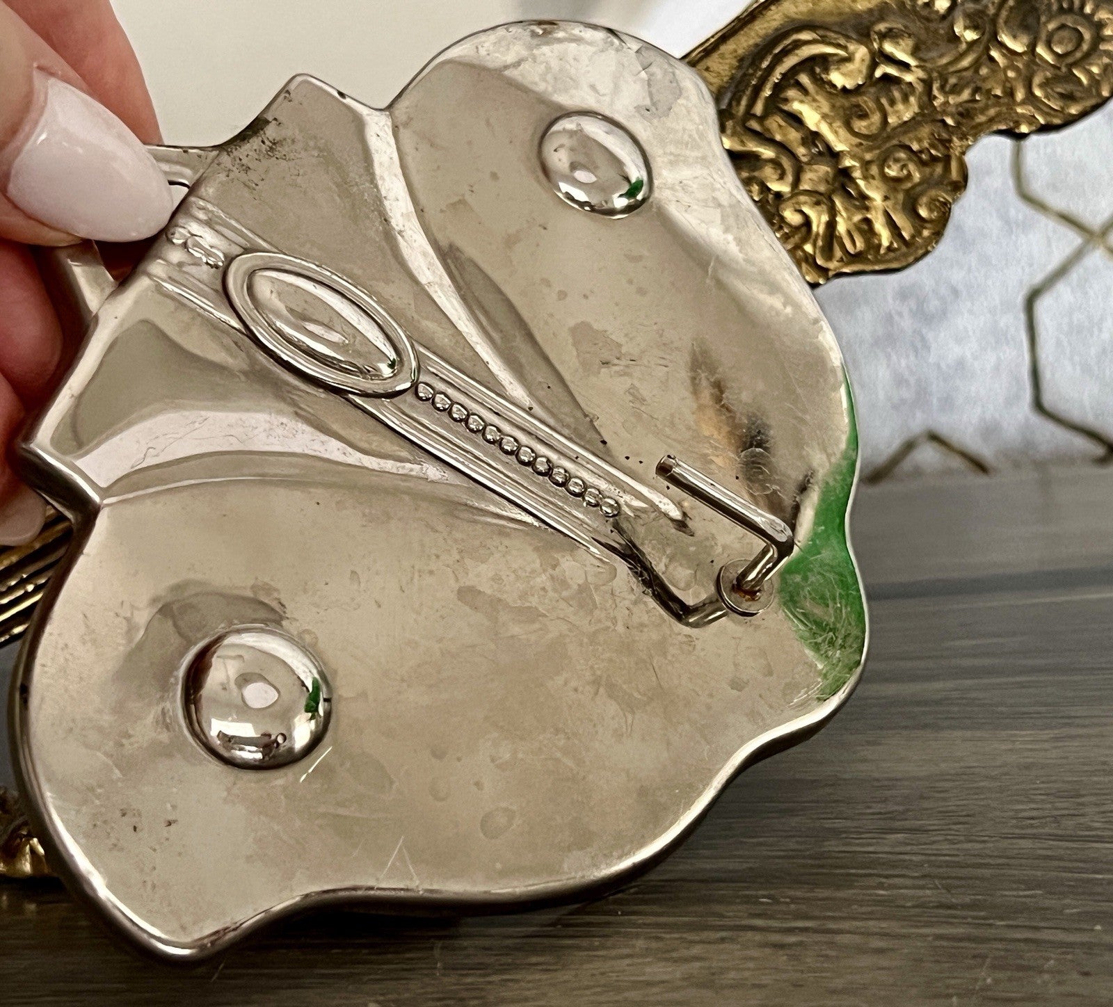 Antik Jugendstil Haken Handtuchhaken Kleiderhaken Metall verchromt? vernickelt?