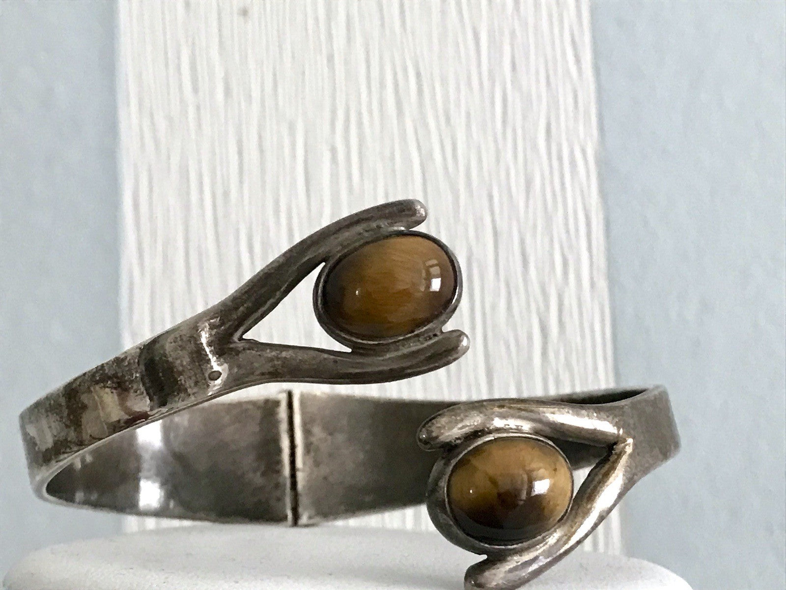 Vintage Set Halsreif Armspange Armband Collier 925 Silber Halskette Tigerauge