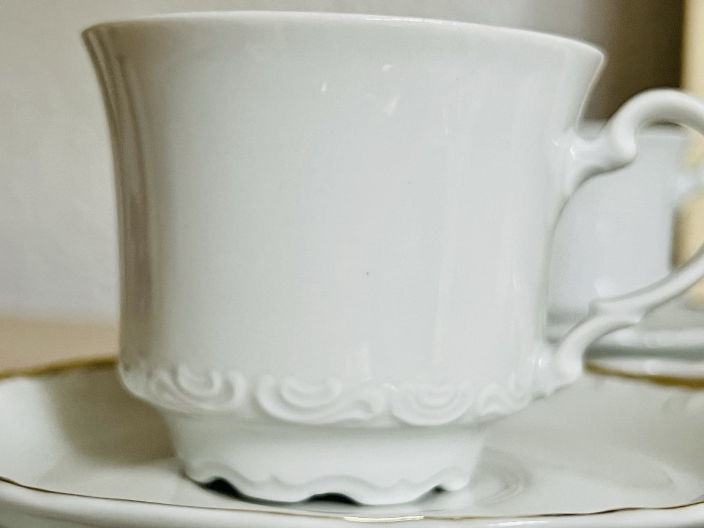 Vintage klassisches  Mitterteich Porzellan Kaffeeservice weiß gold 12 Pers. WOW!