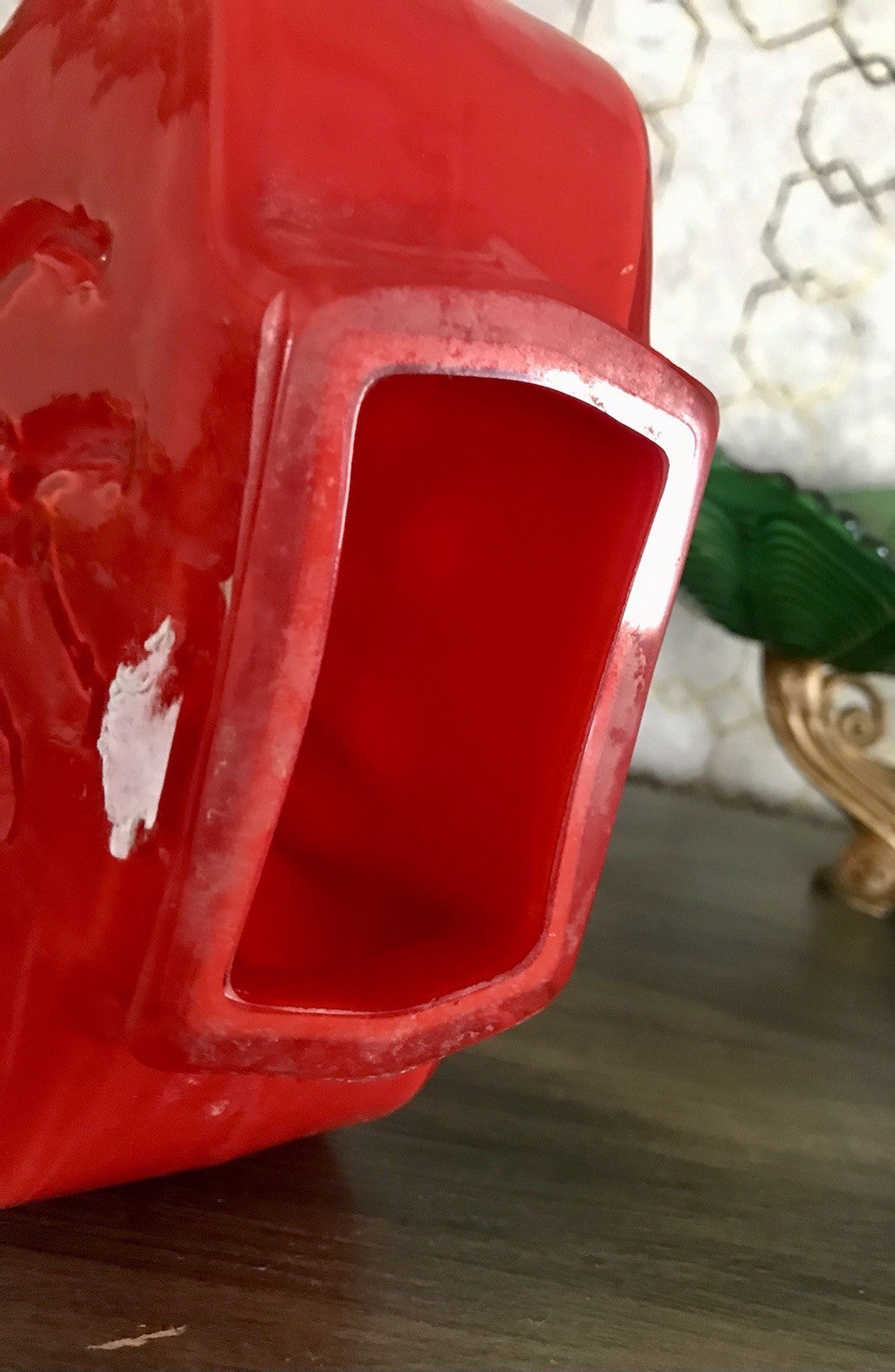Vintage 70er Design Glasvase Glas Rot Orange Vase Pop Art Hirschberg