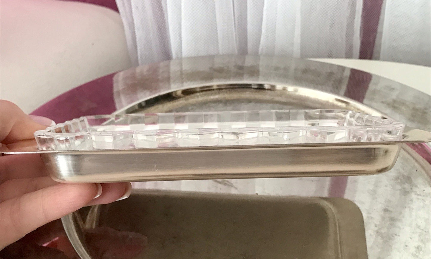 Vintage alt WMF Butterschale versilbert mit Kristallglas Einsatz Wagenfeld Ära