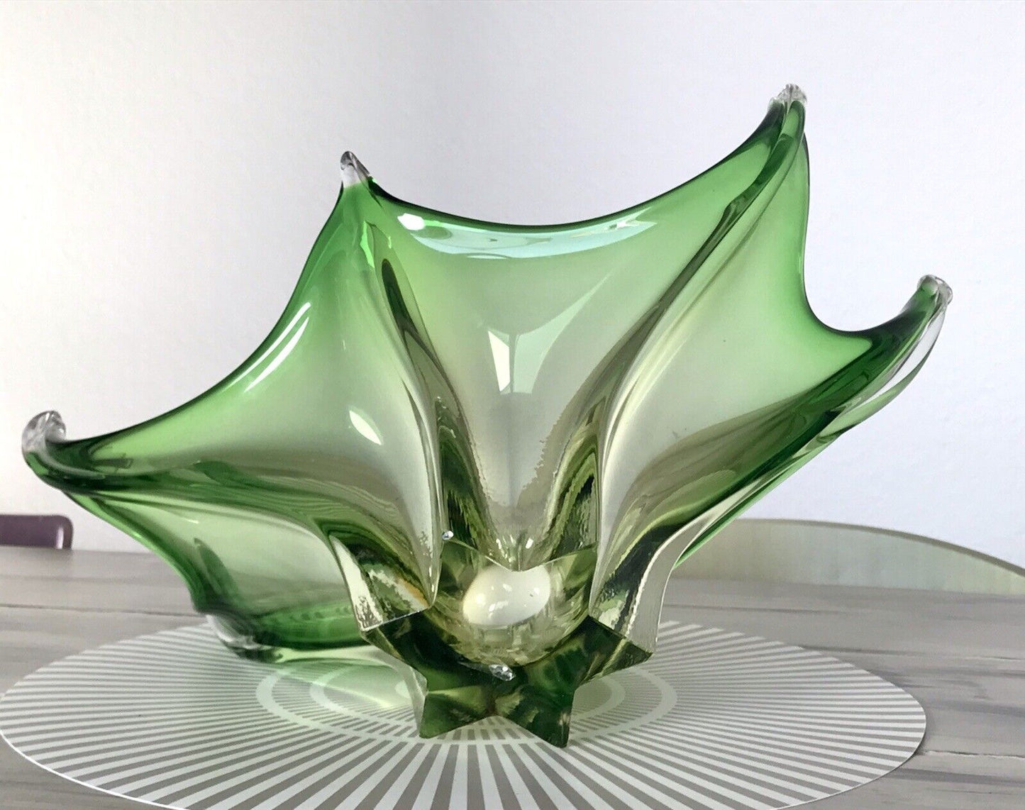 Vintage 60er Somerso Murano Schale Glas grün Überfangglas Erscheinung GROß