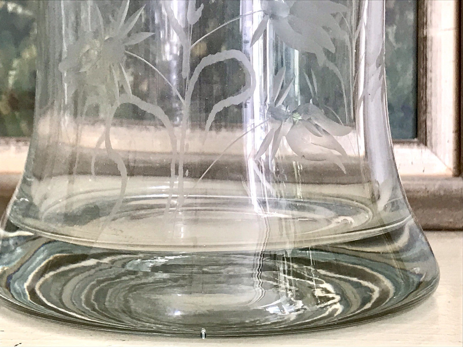Vintage groß Glaskaraffe Karaffe Zier- Schliff Glas Bleikristall? Kristallglas