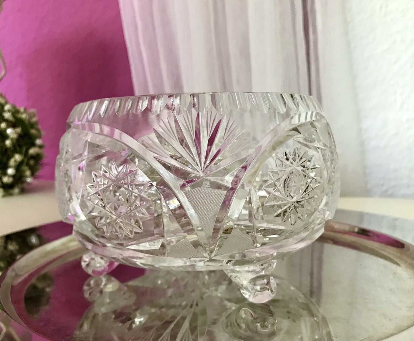 Alt Vintage Bleikristall Bonboniere Schale Glas edel Kristallglas PRL Polen