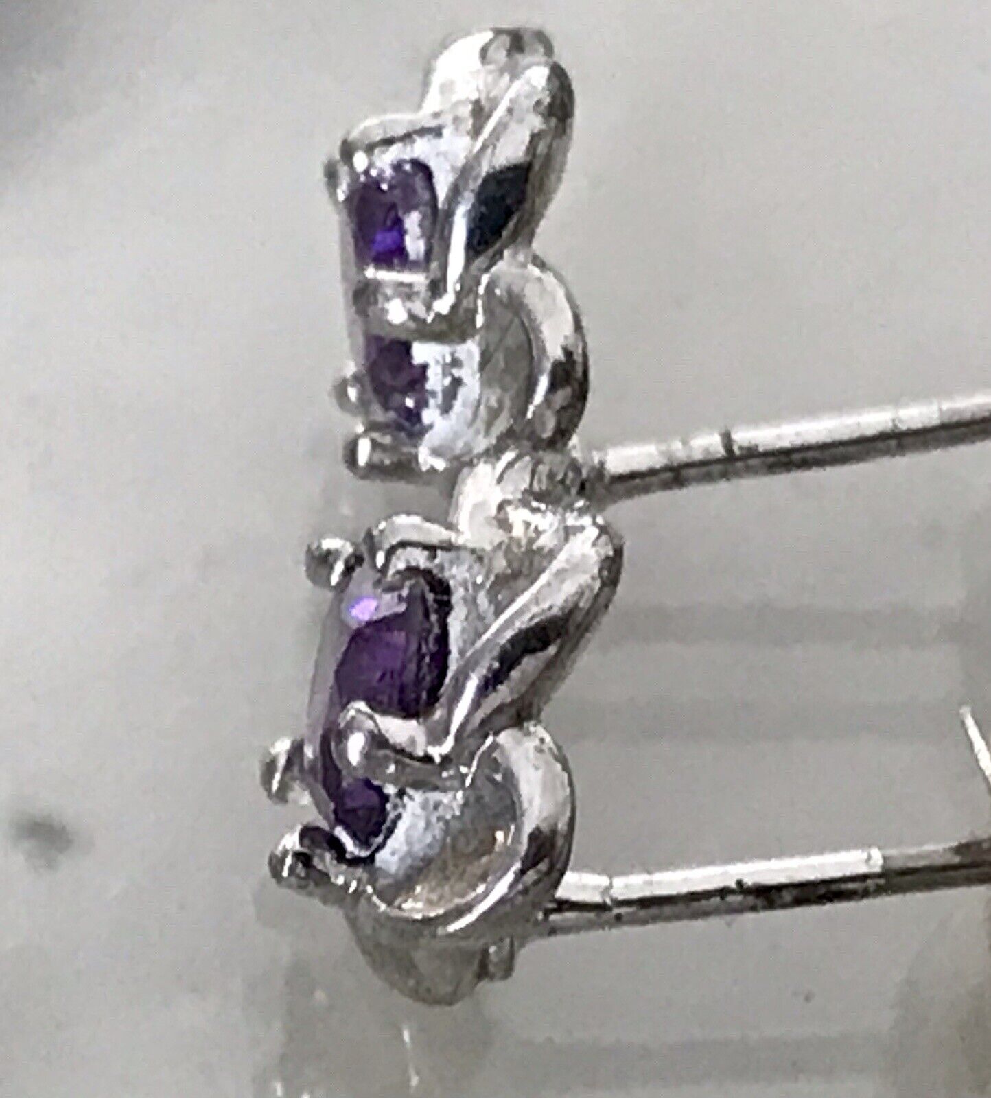 Ohrstecker Ohrringe Silber 925 Amethyst ? geschliffen Schöne Fassung