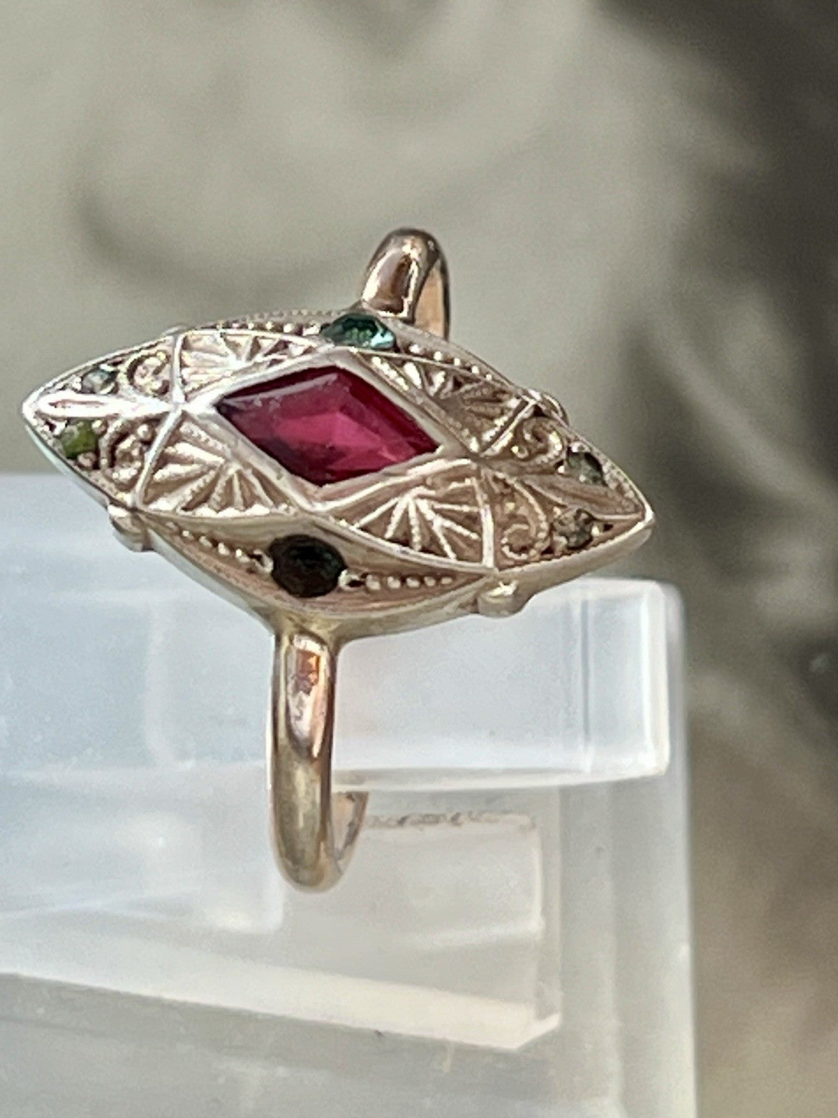 Antik Art Déco Damen Ring bunte Steine Silber 800 Gr.51/52
