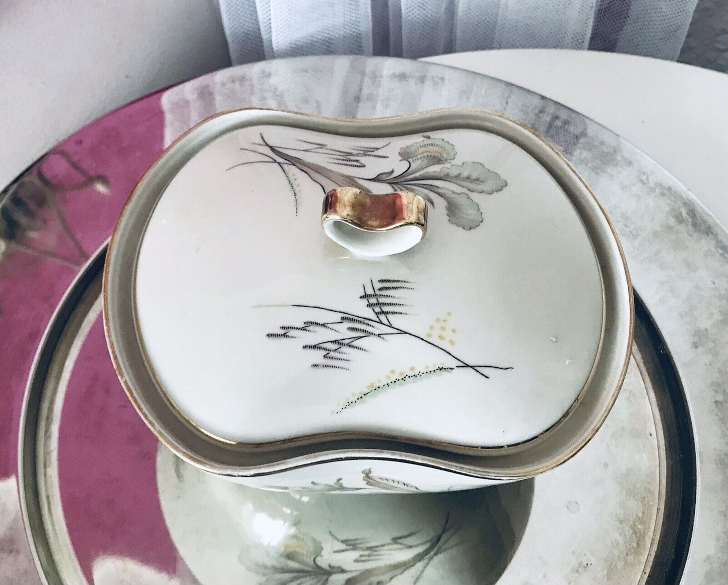 MCM Vintage 50er 60er Porzellan Dose Deckeldose Bonboniere Elfenbein Seltmann