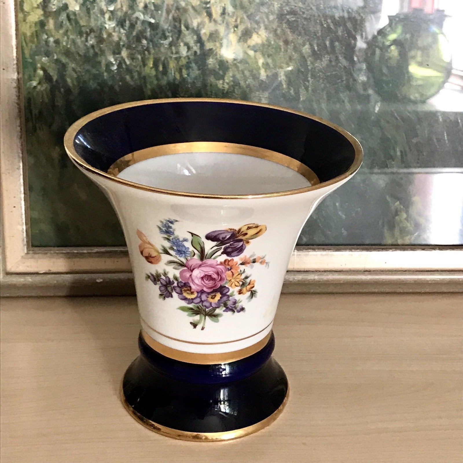 Vintage Alt Porzellan Prunkvase Vase Echt Kobalt blau Royal Dux Porzellan Böhmen