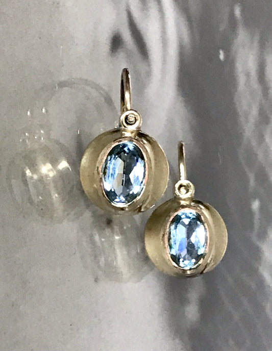Vintage Damen Ohrringe Ohrhänger Ohrstecker blaue Steine Amerikan. Double K&L