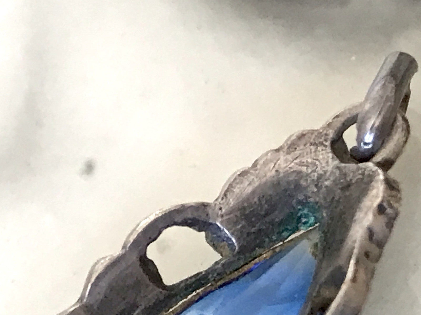 Antik Art Déco Edel Anhänger Kettenanhänger Silber 835 SUPER Rheinkiesel