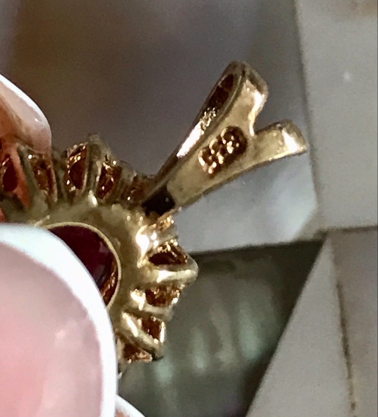 Vintage Edel Anhänger Kettenanhänger Silber vergoldet 835 SUPER Granatsteine