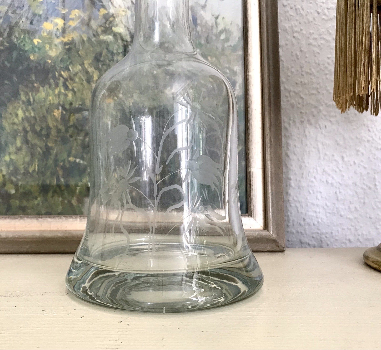 Vintage groß Glaskaraffe Karaffe Zier- Schliff Glas Bleikristall? Kristallglas