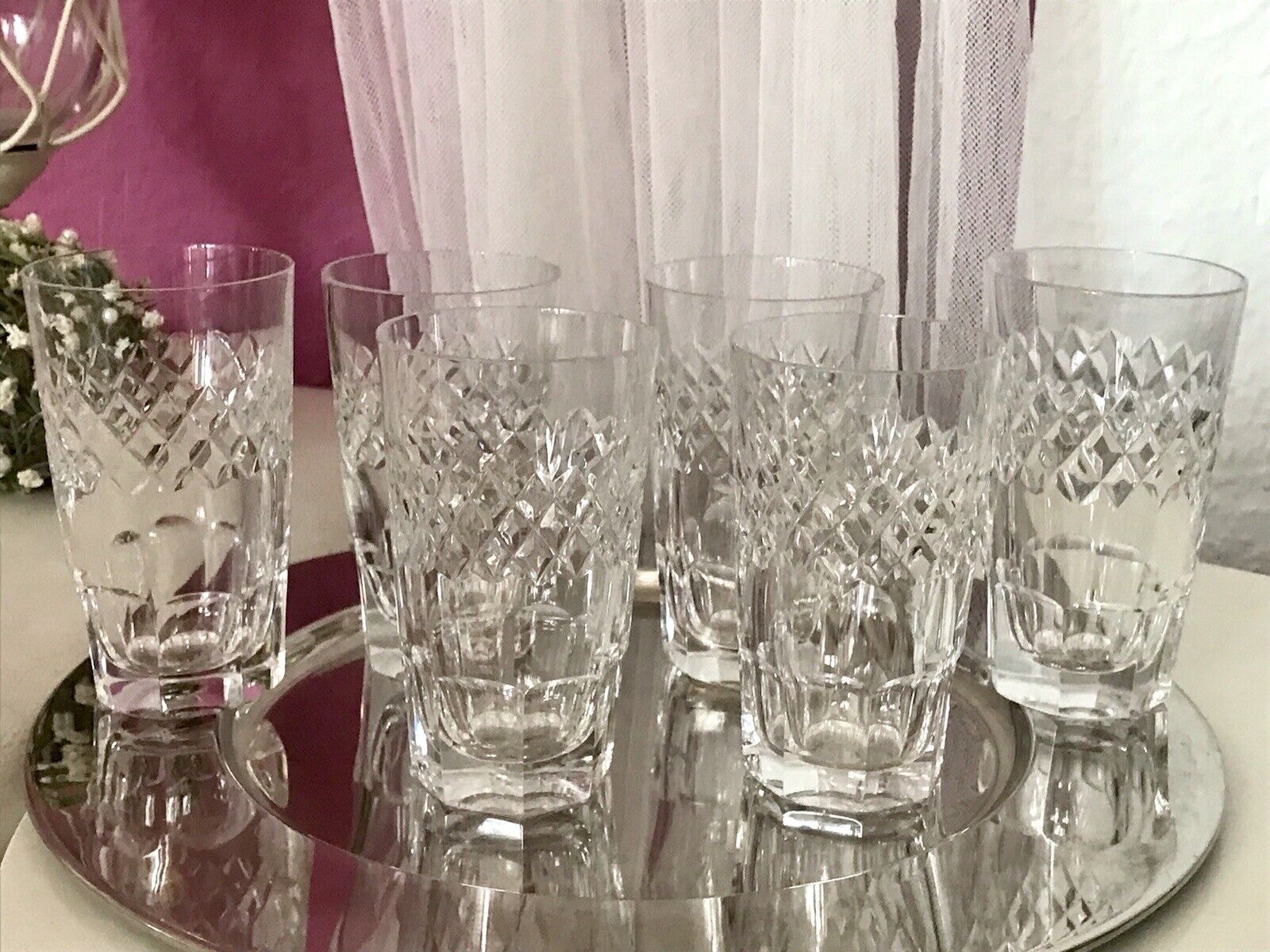 Vintage SEHR EDEL 6x Wassergläser Gläser  Becher Kristallglas schön kantiger Fuß