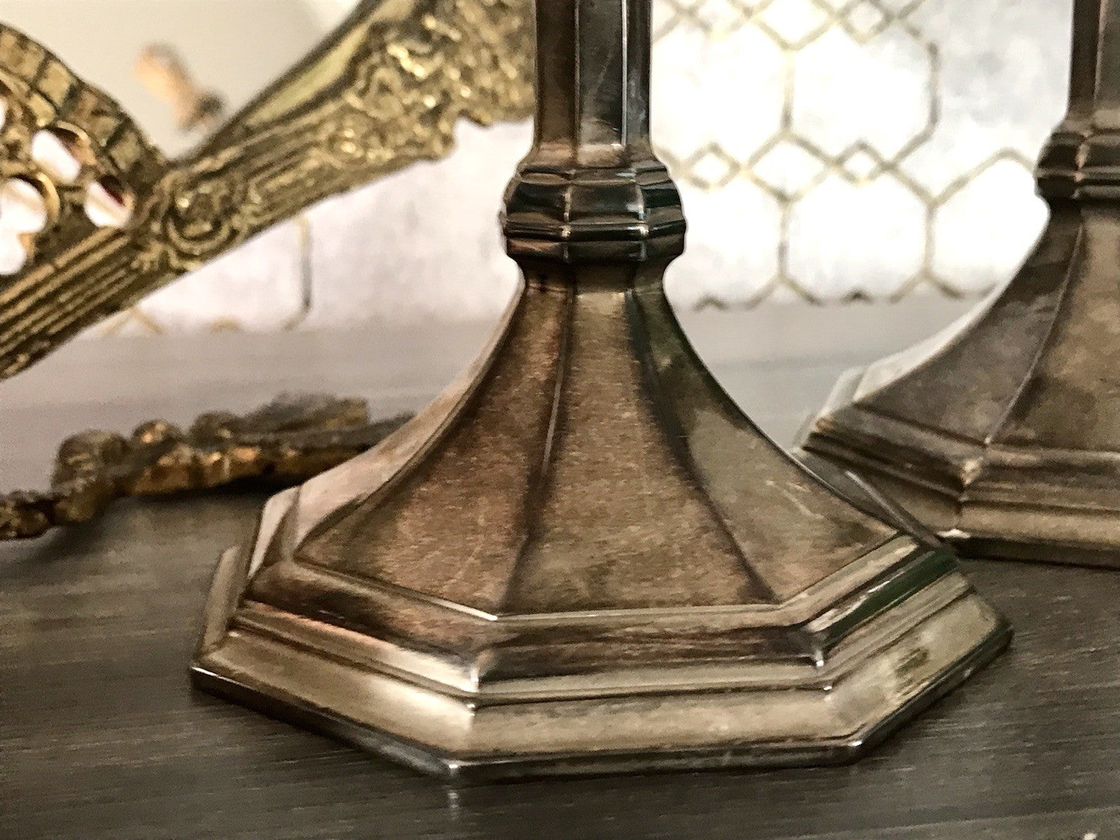 Antik 2 Kerzenleuchter Kerzenständer Art Déco Leuchter versilbert