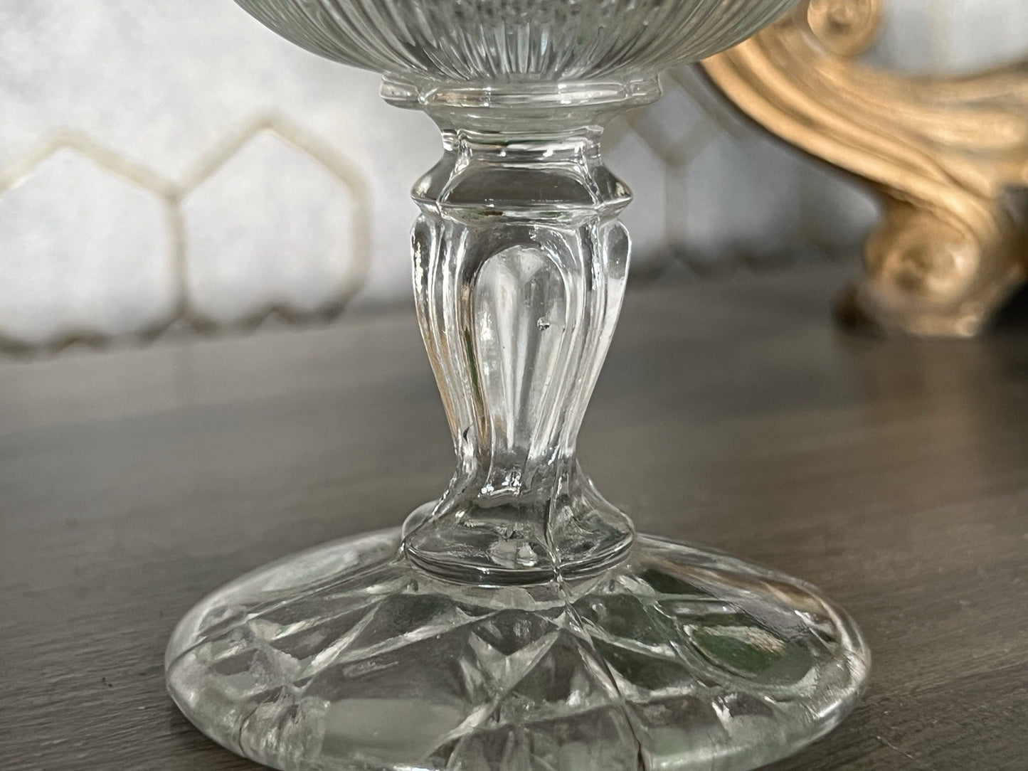 Antik Jugendstil Art Deco Pressglas Glas Fußschale Schale Zuckerschale