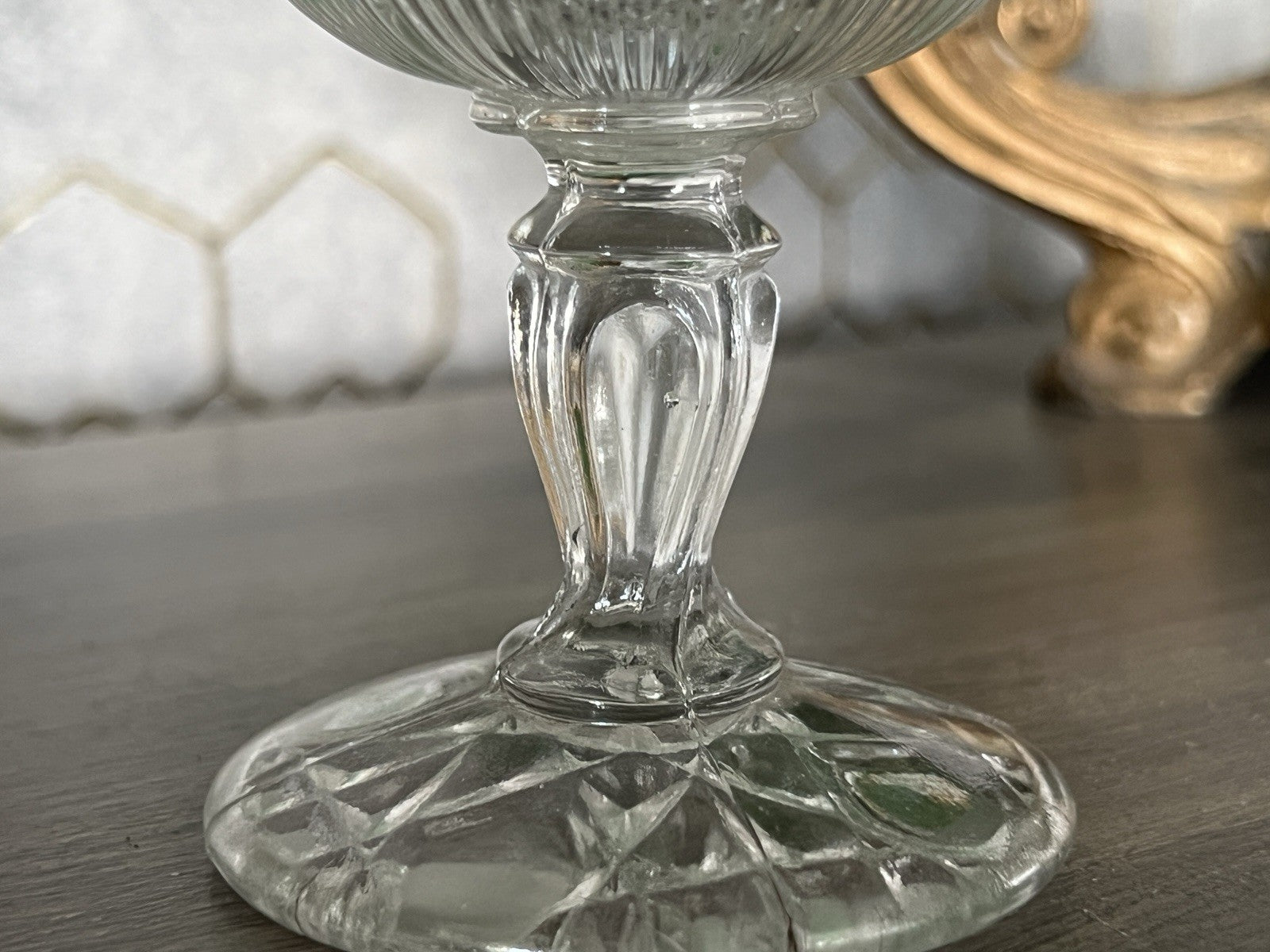 Antik Jugendstil Art Deco Pressglas Glas Fußschale Schale Zuckerschale