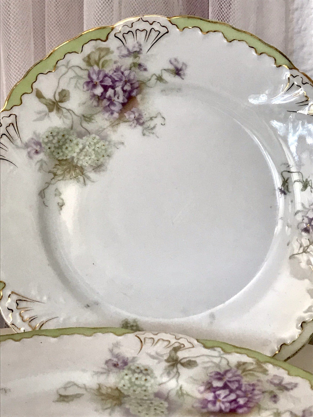 Antik 4 Dessert Kuchen Teller Jugendstil Blumen Muster Jäger&Co Kuchenteller