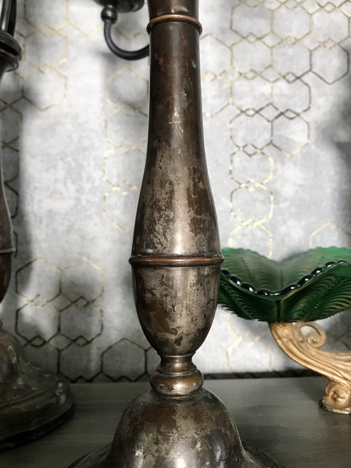 Antik 2 Jugendstil ehemals versilbert Kandelaber Kerzenständer Leuchter ~1890