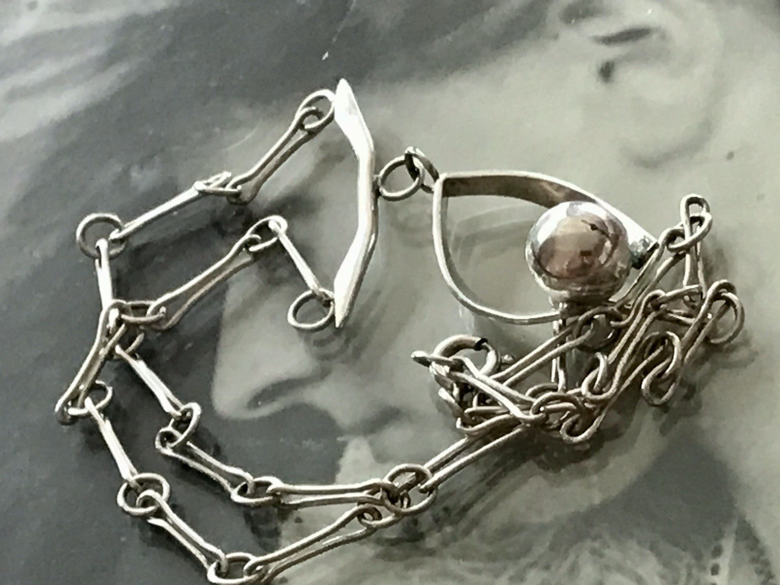 Vintage Modernist Designer 925 Silber Collier Halskette Kette Collier Polen