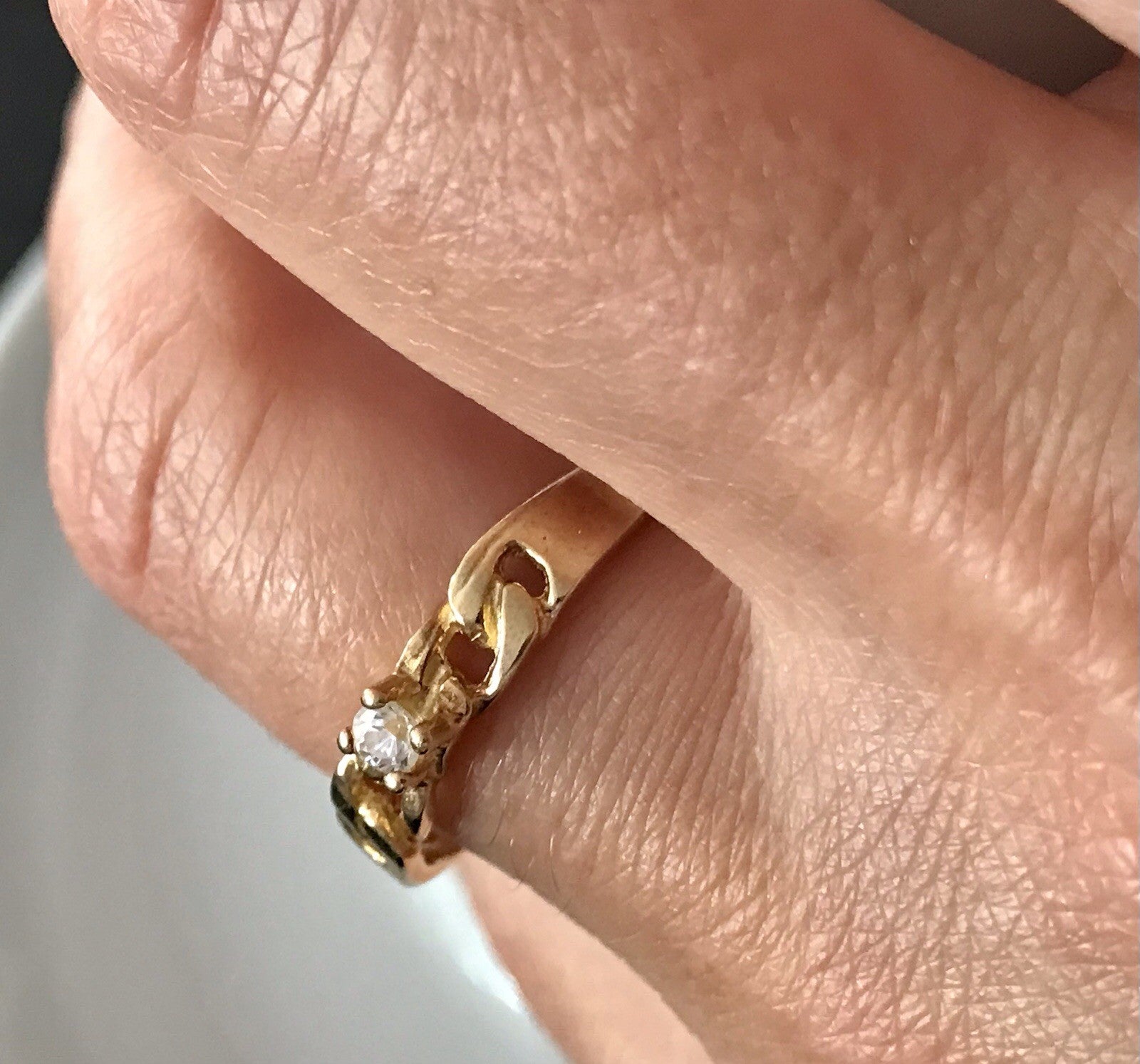 Vintage Damen Ring Silber 925 Gr.59 farbloser Stein Solitär 18,8 vergoldet