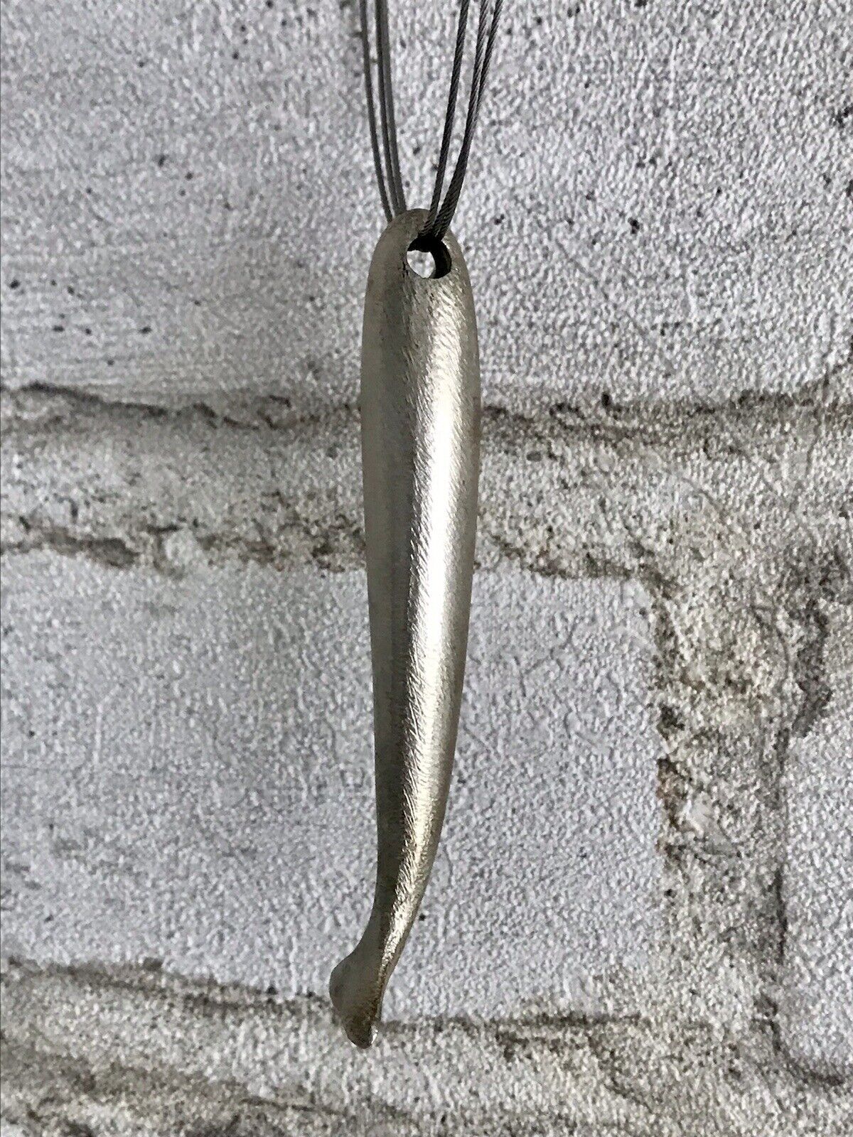 Vintage 925 Silber Collier lange Halskette Collier Anhänger Fisch Wall? Designer