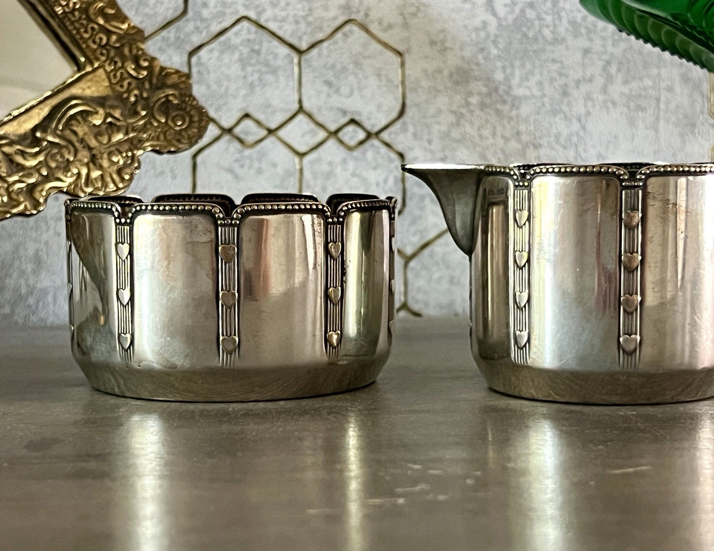 Antik WMF Jugendstil Kaffee Kernstück: Zuckerdose Rahmgießer