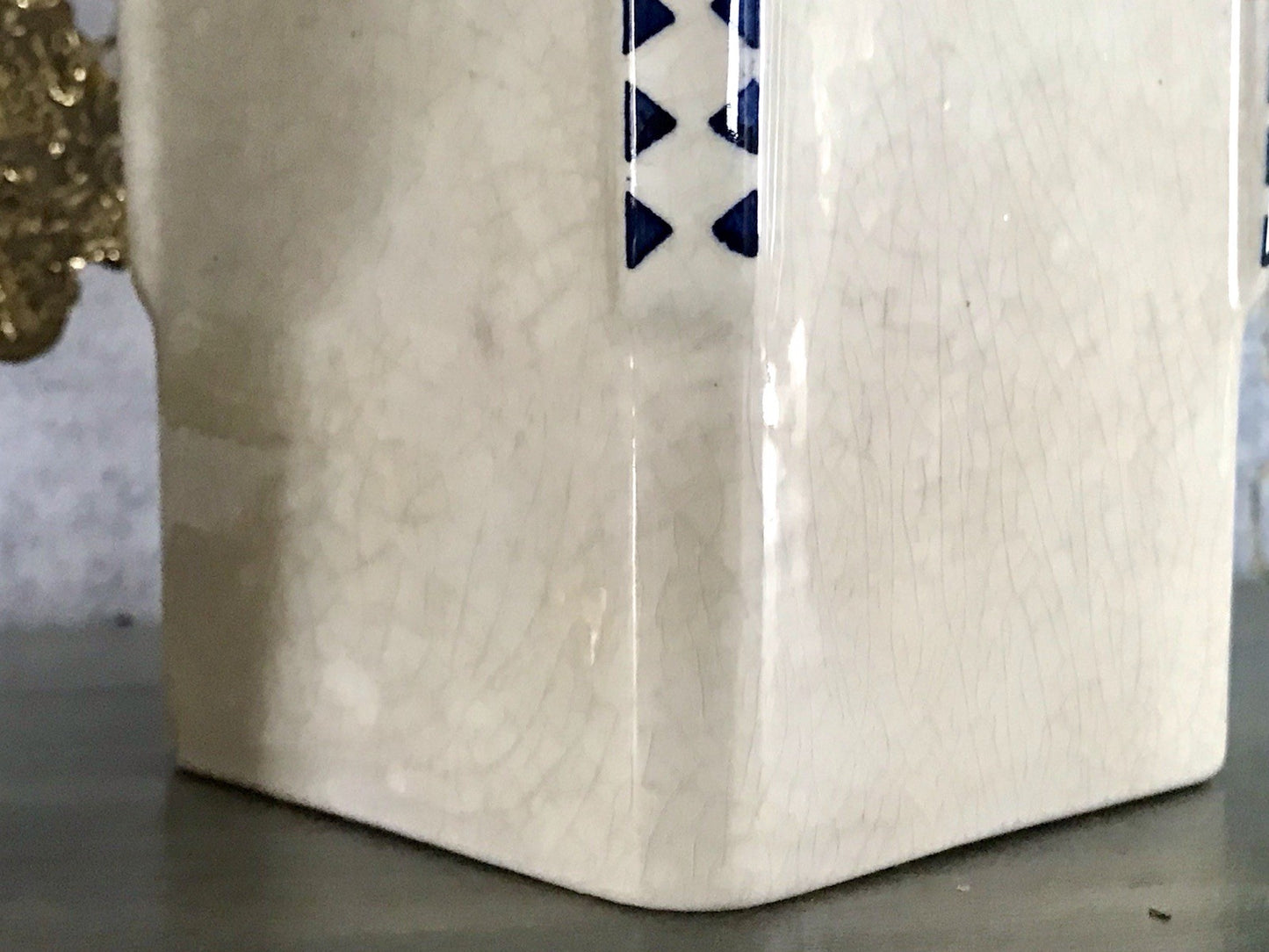 Antik Jugendstil Vorratsgefäß Gerste Gefäß Vorratsdose Porzellan creme blau