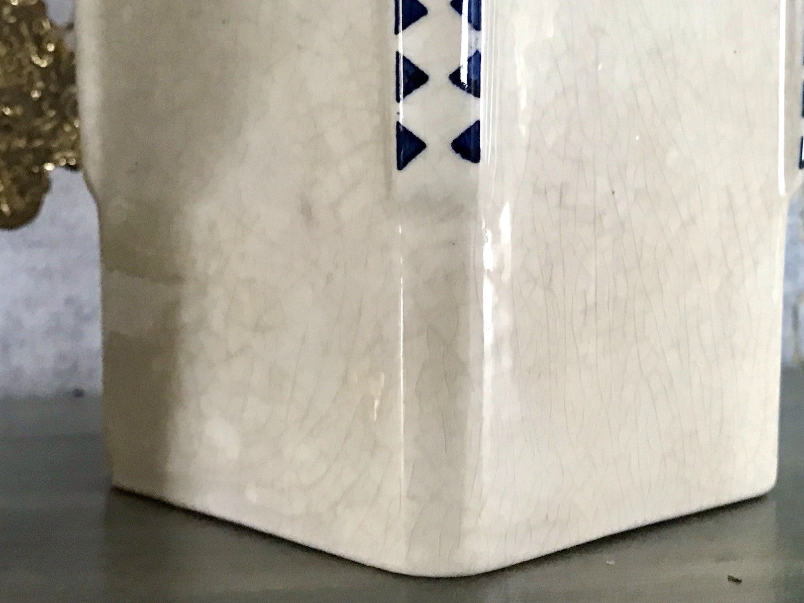 Antik Jugendstil Vorratsgefäß Gerste Gefäß Vorratsdose Porzellan creme blau